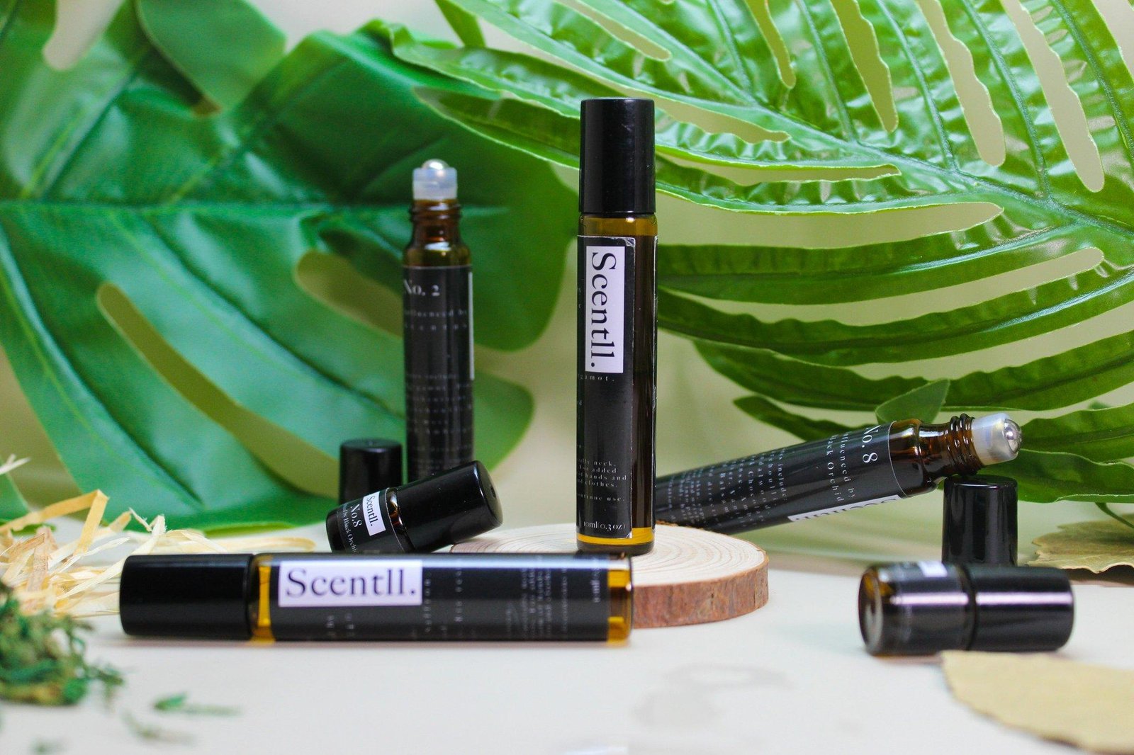 Assorted bottles of organic oils neatly arranged on a counter.
