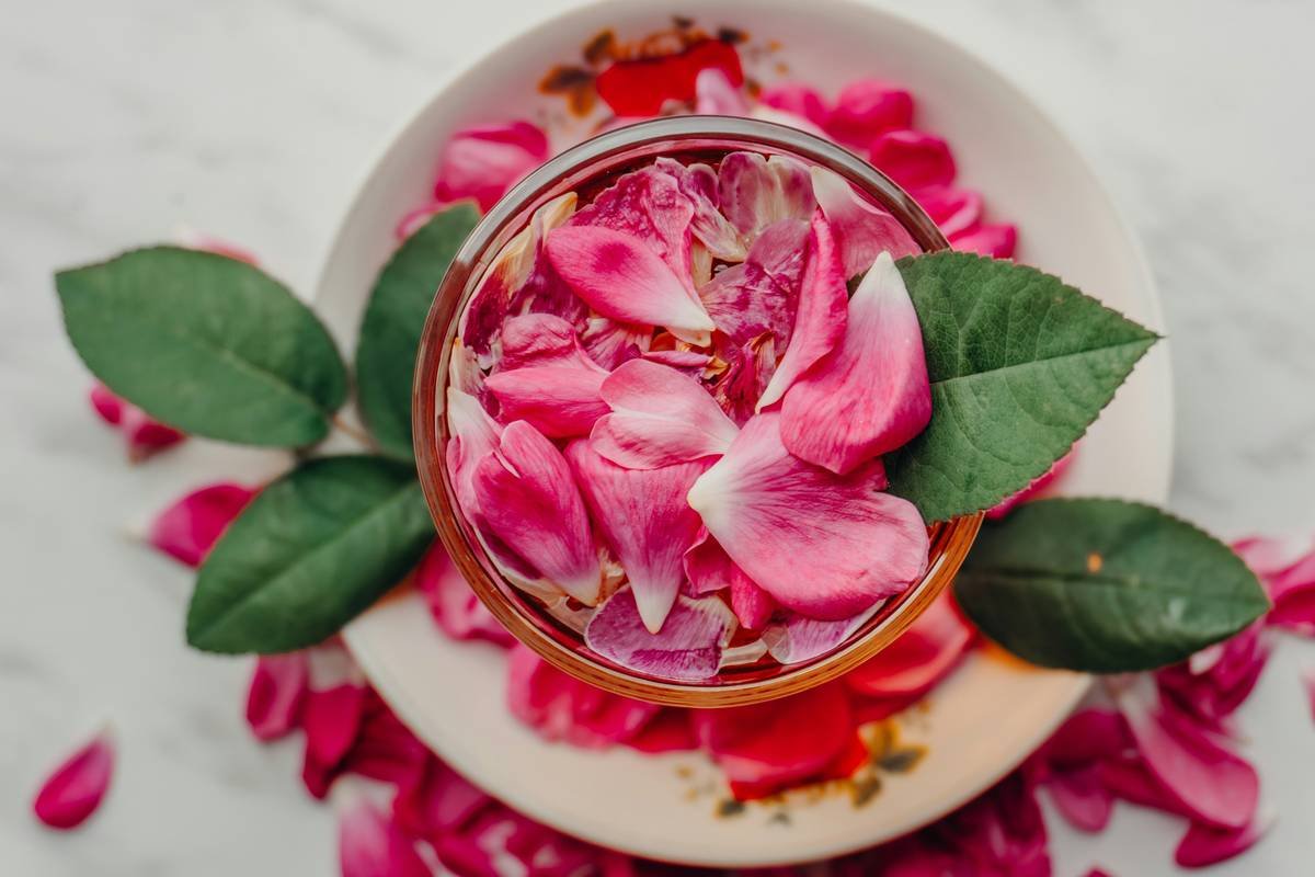 Woman applying organic oil blend on her face