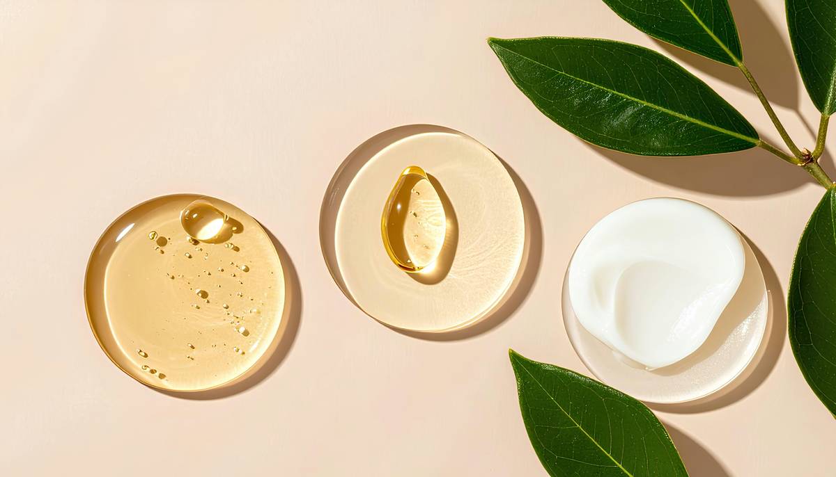 Bottle of organic cold-pressed hazelnut skincare oil on wooden surface